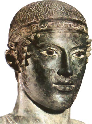 Delfský vozataj, 1.pol. 5.st. př.n.l., detail